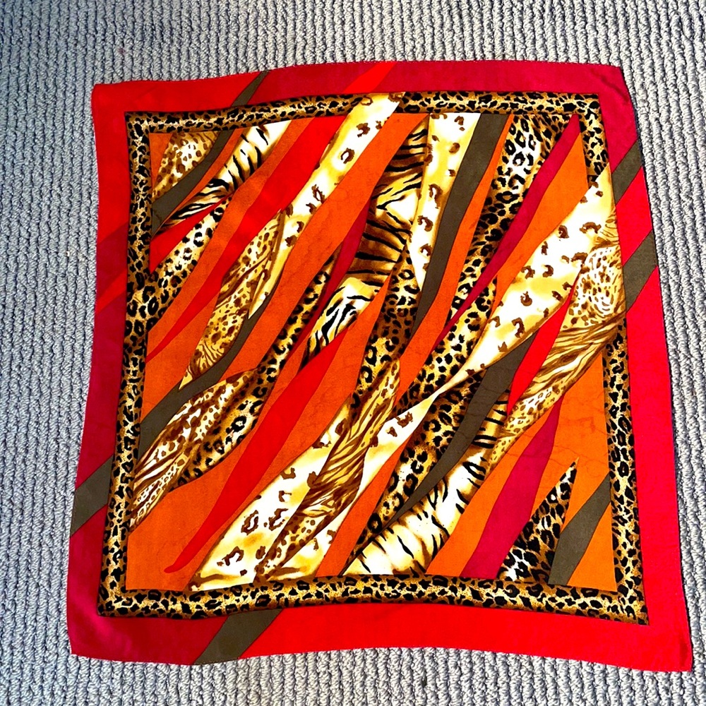 Tiger motive silk scarf